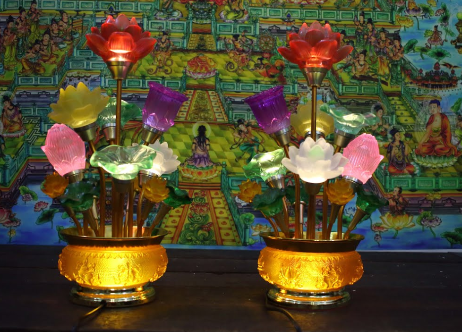 Đèn thờ hoa sen 7 bông lưu ly